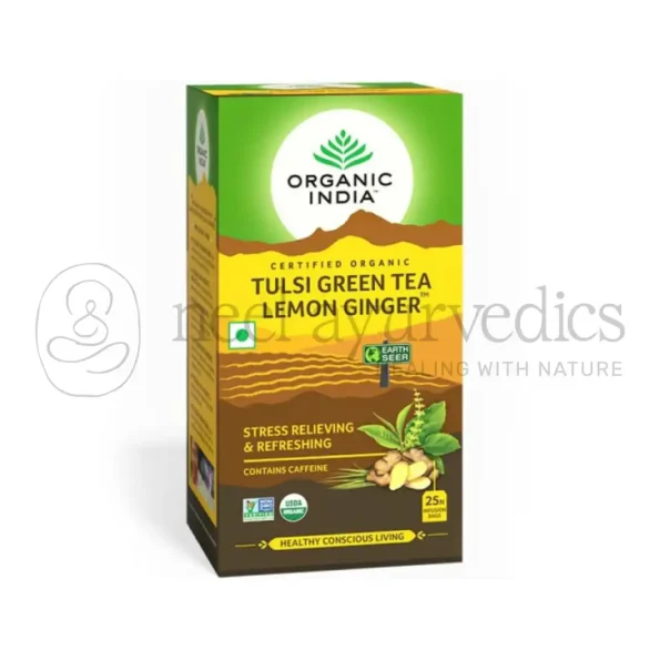 Organic India Tulsi Green Tea Lemon Ginger – 25 Tea Bags
